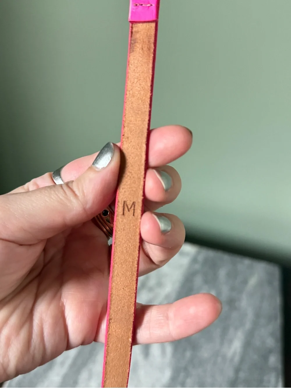 J. Crew - Slim Bright Pink Leather Belt - Size M